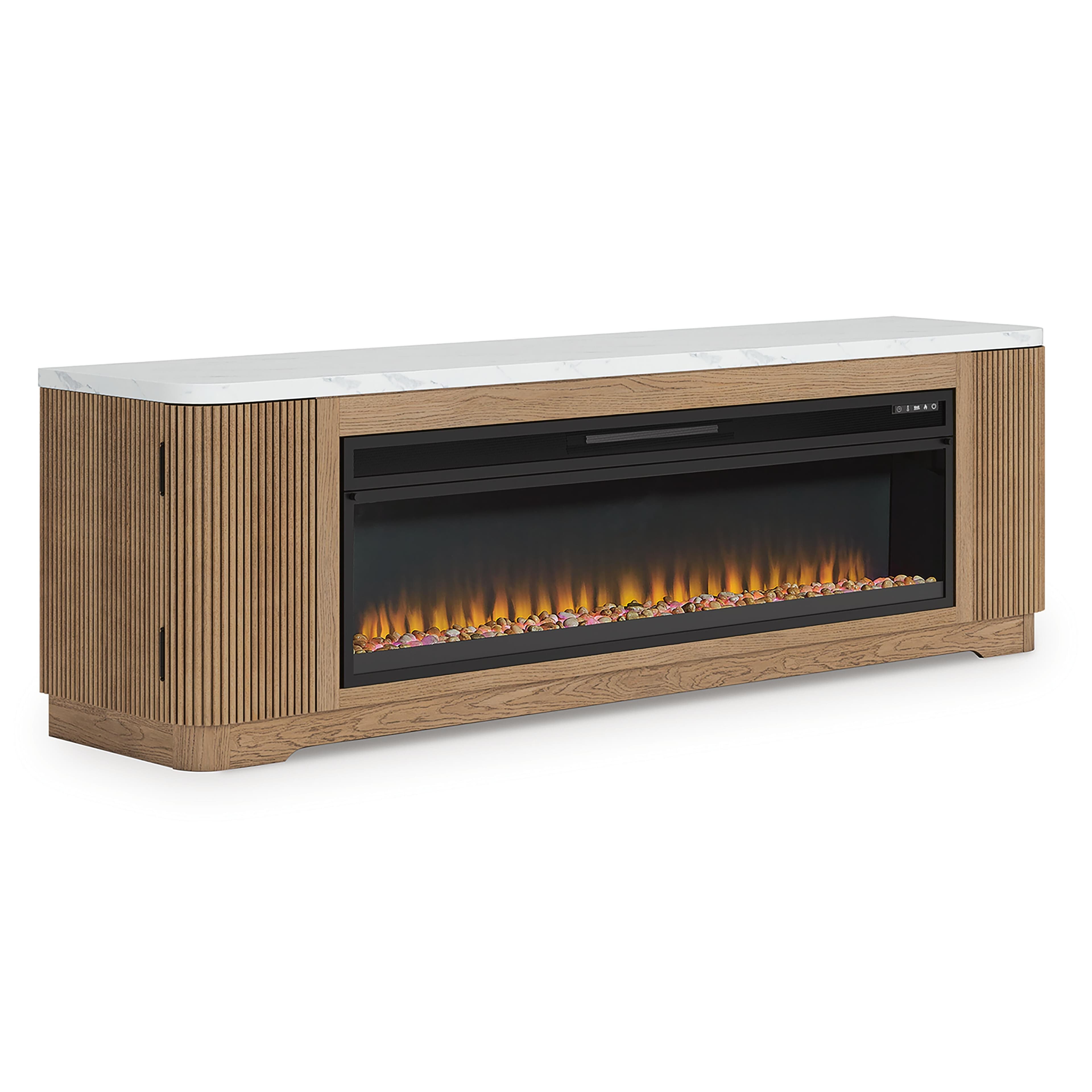 Camdill 80" TV Stand with Electric Fireplace — Brown/Beige — view 5
