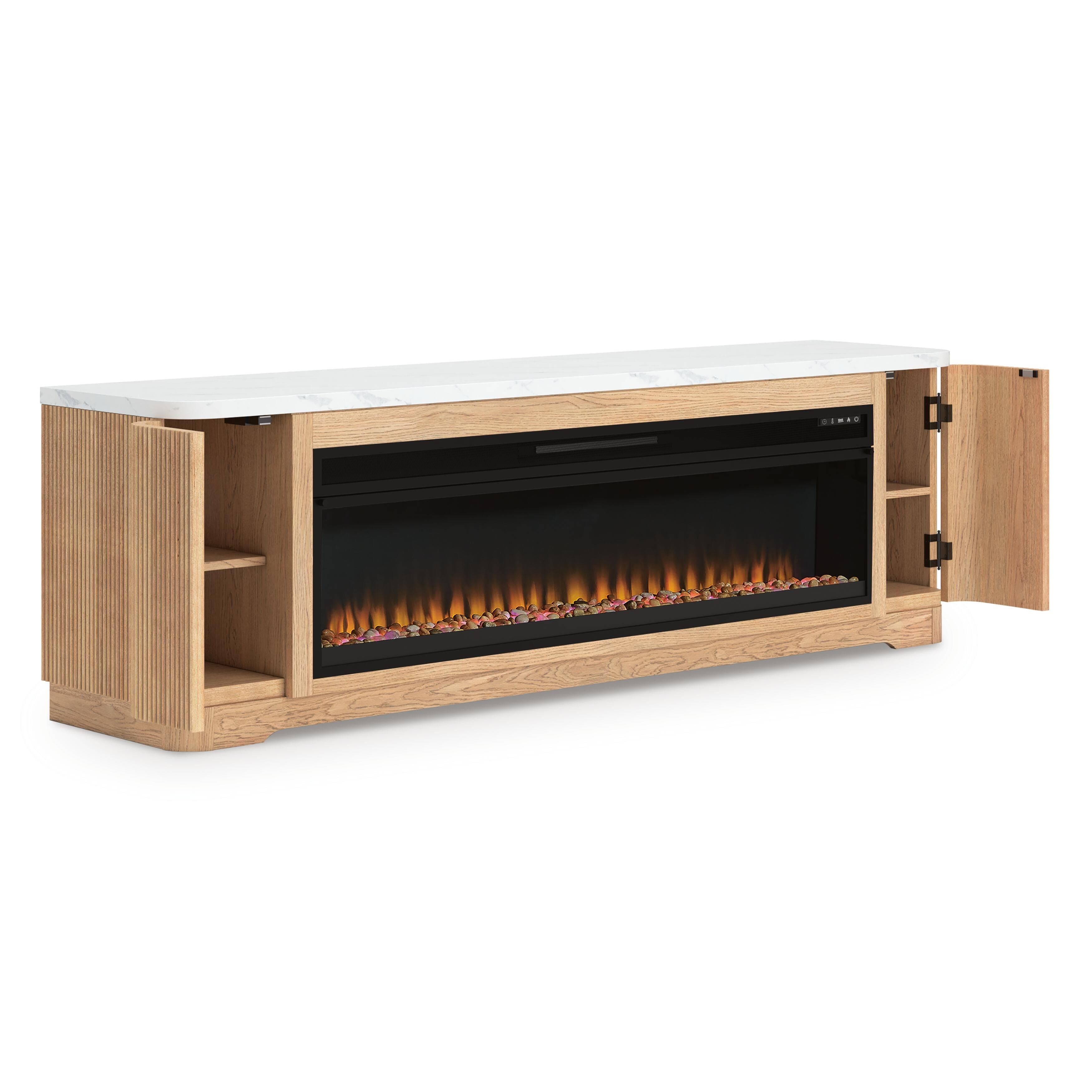 Camdill 80" TV Stand with Electric Fireplace — Brown/Beige — view 7