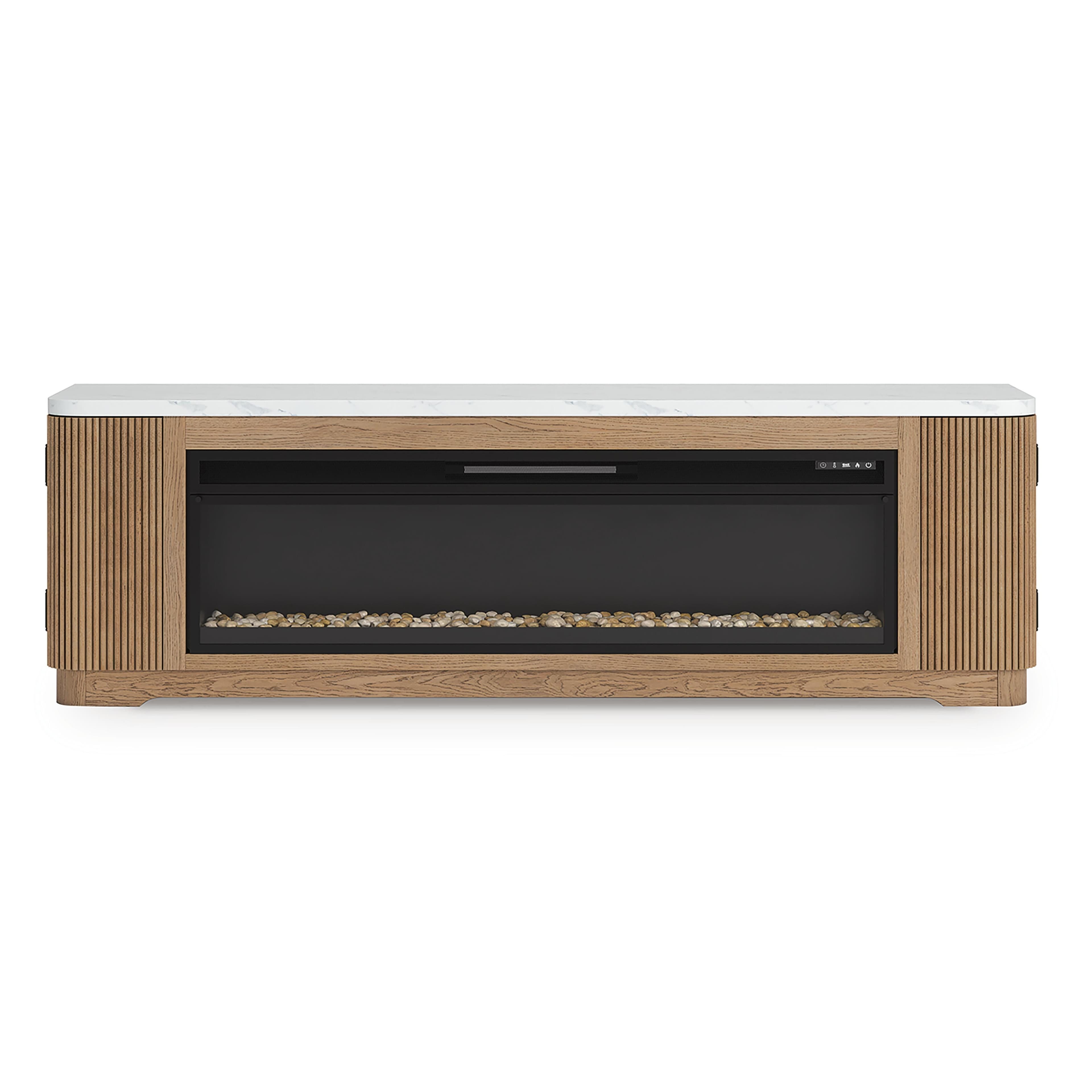 Camdill 80" TV Stand with Electric Fireplace — Brown/Beige — view 8