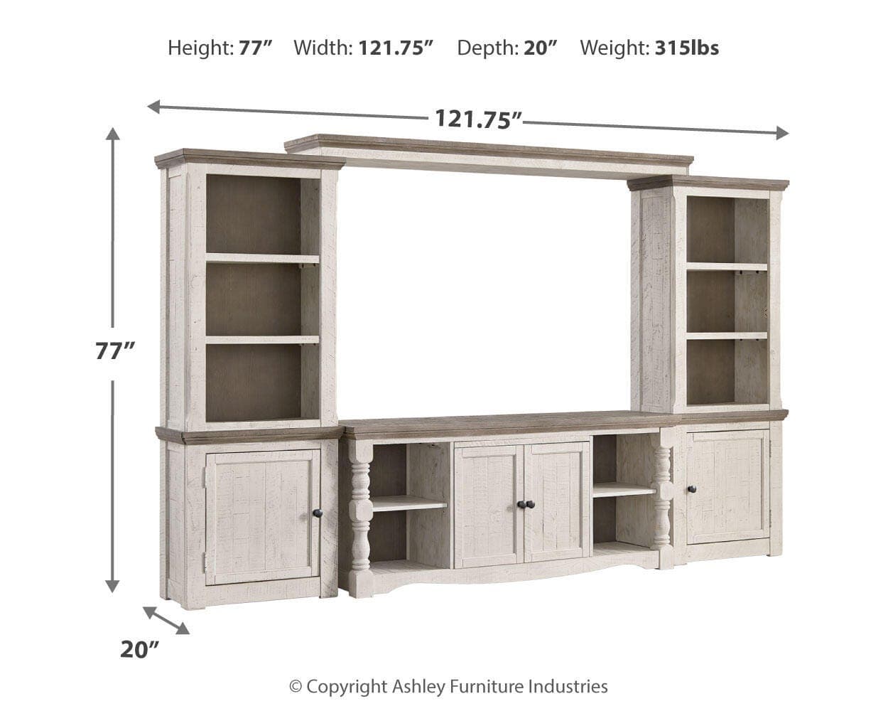 Havalance 4-Piece Entertainment Center — White — view 4