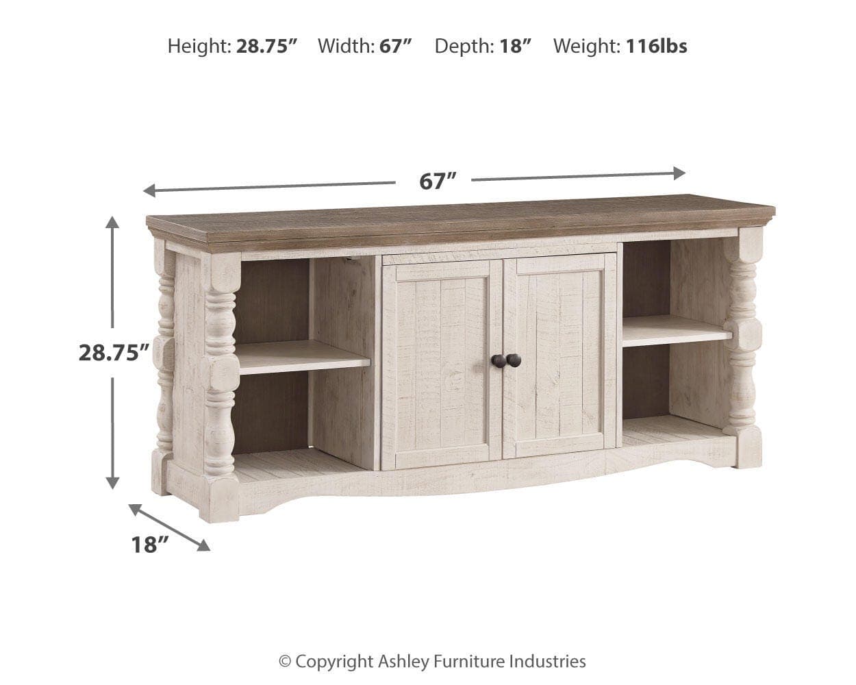 Havalance 67" TV Stand — White & Brown/Beige — view 4