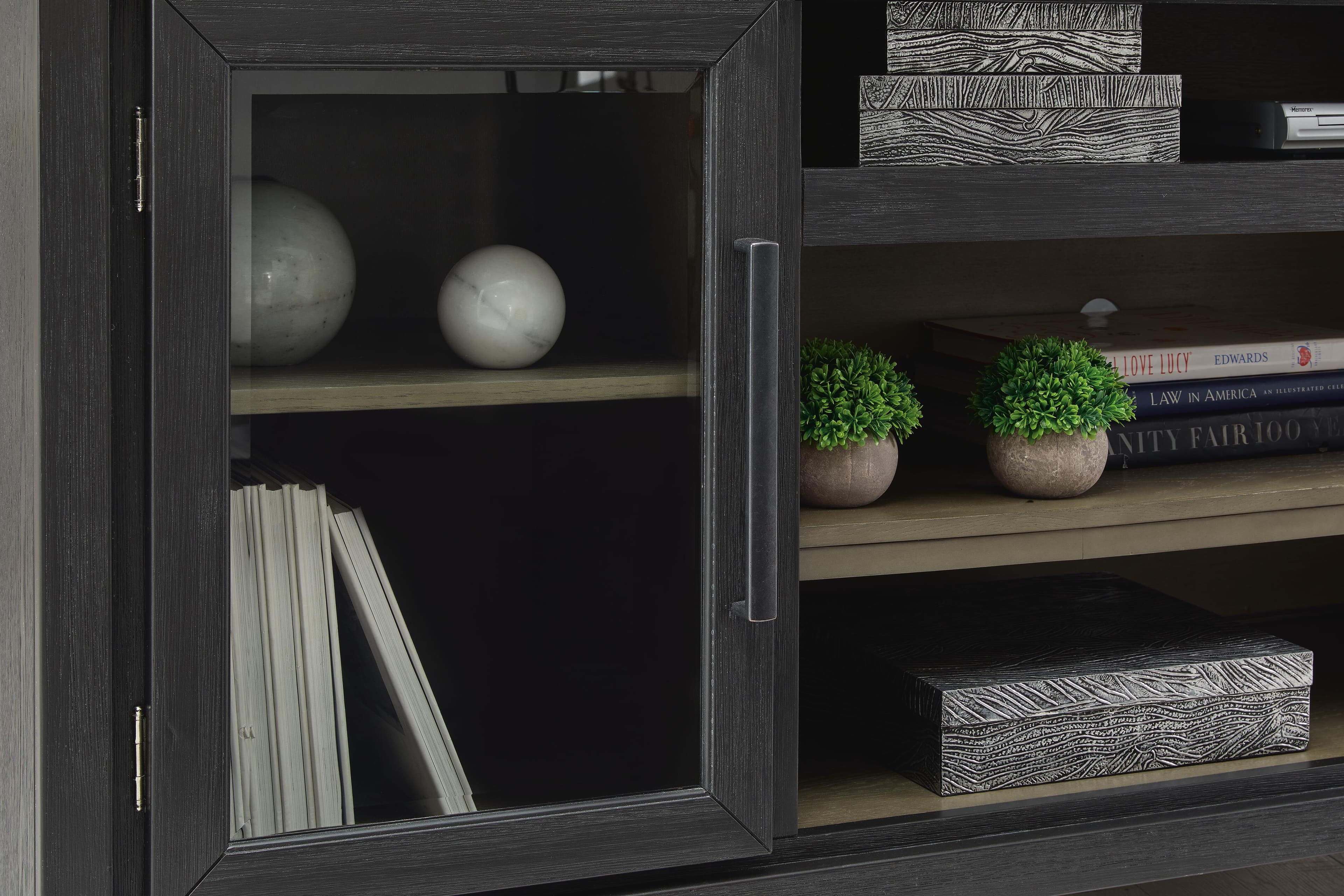 Foyland 83" TV Stand — Black/Gray & Brown/Beige — view 7