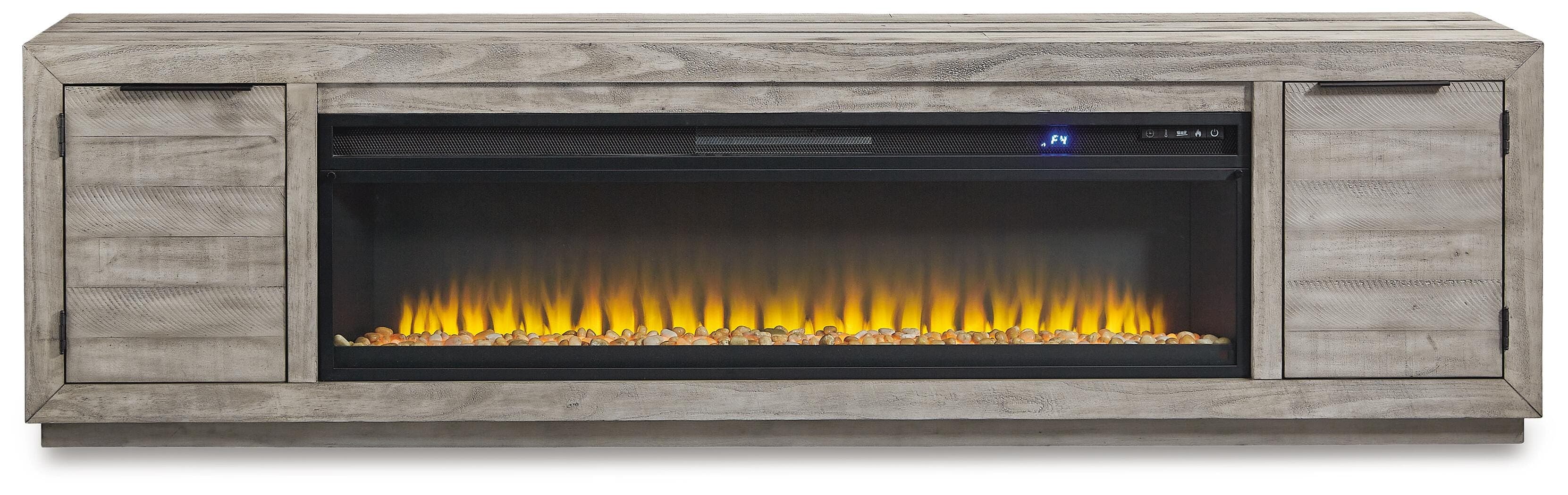 Naydell 92" TV Stand with Electric Fireplace — Black/Gray — view 4